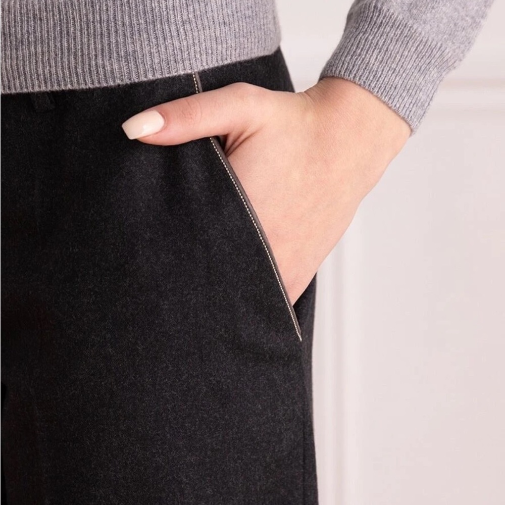 BIANCALANCIA Women's Italian Straight Leg Grey Wool Trousers Size 46 in EUC
